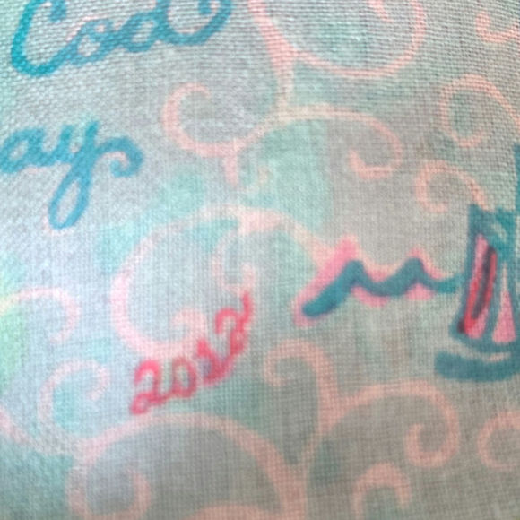 Lilly Pulitzer Retired Murfee‎ 2012 Scarf Turquoise Pink Cape Cod Island Silk - Picture 4 of 11